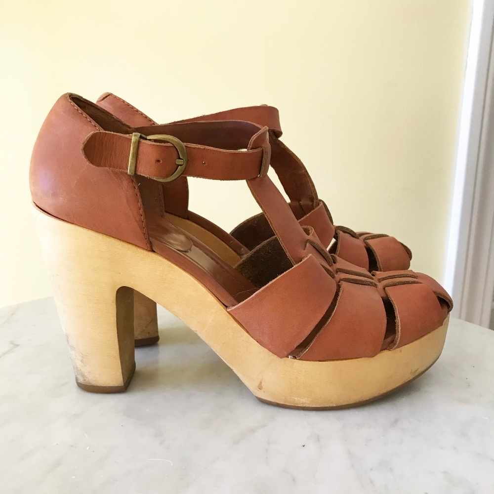 Madewell Heeled Leather Wooden Sandal